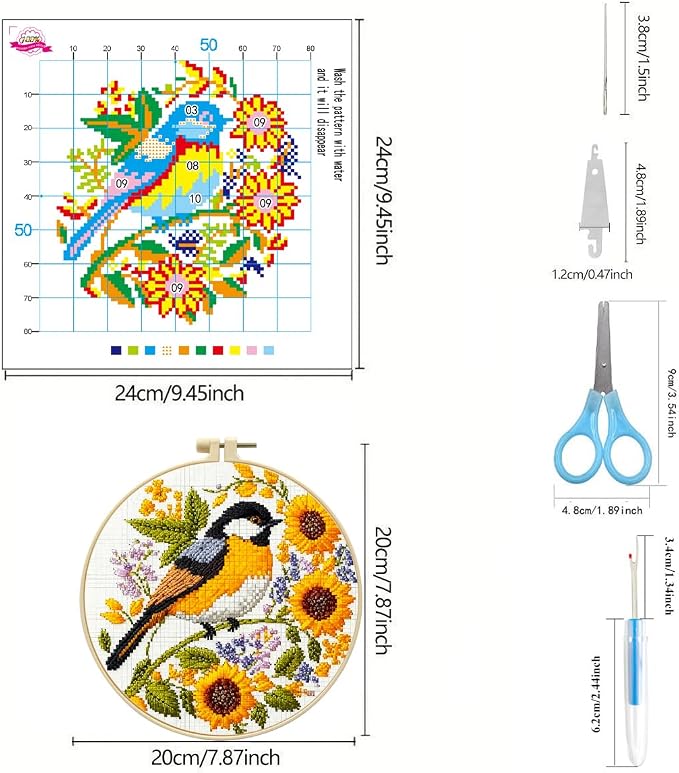 Zhenqing 4 Pack Bird Cross Stitch Kit - Image 5
