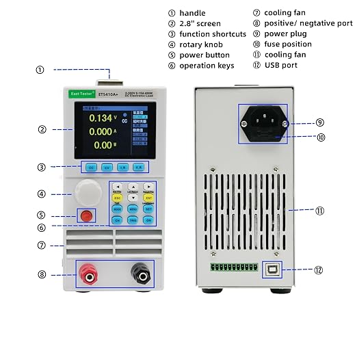 Electronic Load Tester 400W 150V 40A Programmable DC Battery Capacity Load Detector Constant Current Voltage USB Testers for Power Supply Switch Charger