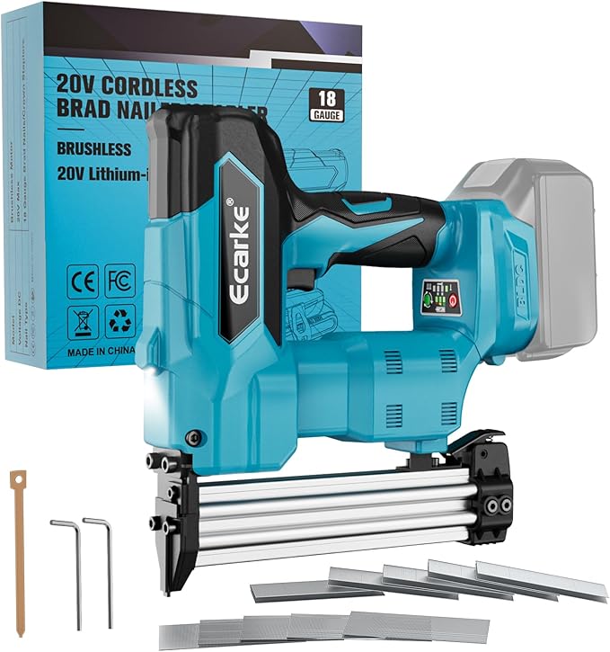 Ecarke Cordless Power Brad Nailers Compatible with Makita 18V Battery,18GA 2/5" to 1-1/4 Inch,2 in 1 Brad Nailer Battery Powered,Brushless Electric Nail Gun, 2 Mode Lightweight for Home Improvement