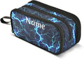 Custom Dark Blue Electric Lightning Pencil Case Box Boys Girls Personalized by BOENLE-WELCOMEYOURCOMING
