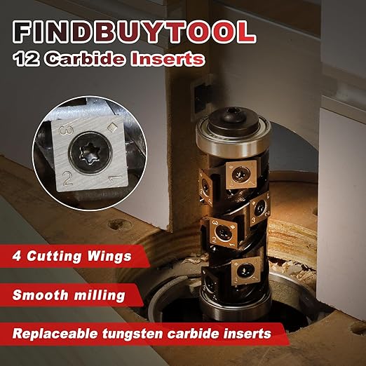 Findbuytool Carbide Heavy Duty Flush Trim Router Bit, 1/2" Shank, 30mm Cutting Diameter,Top & Bottom Bearings Insert Flush Trim Router Bit for Woodworking Trimming