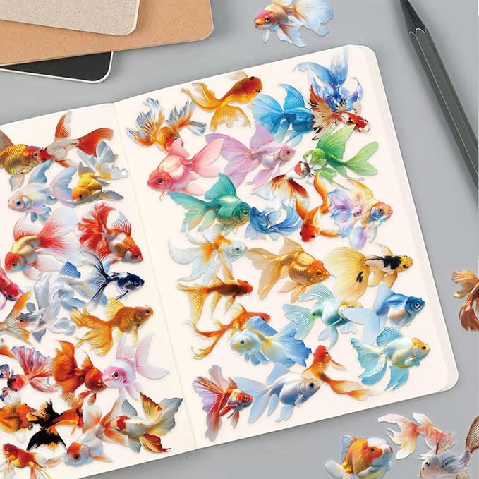 50 Pcs Clear PET Goldfish Aesthetic Stickers - Image 2