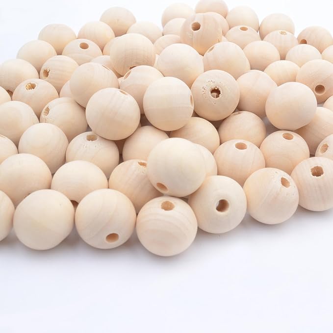 18mm Wooden Beads for Craft, Bead Garland, Farmhouse Decor by Modpion