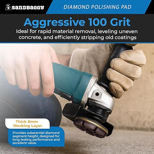 Sandbaggy 3" Metal Bond Diamond Polishing Pad - 100 Grit (8mm Thick) (1, 3-inch)