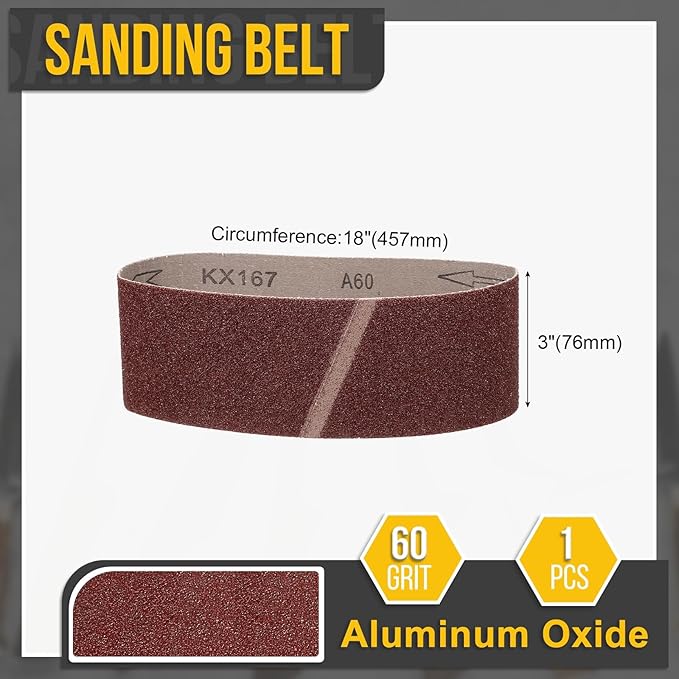 3 x 18 Inch Sanding Belt, 1 Pcs 60 Grit Knife Sharpener Belts Work Sharpening for Belt Sander Knife Carving Tool Metal Working