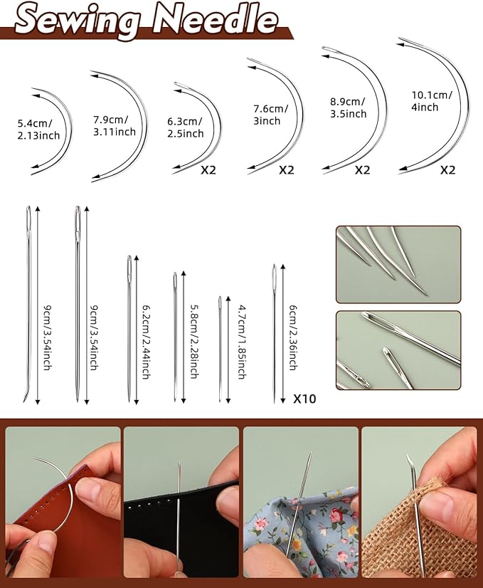 BAGERLA Heavy Duty Sewing Kit, 48pcs Needle and Thread Kit with Upholstery Thread Needles Sewing Awl Seam Ripper, Upholstery Repair Sewing Kit for Car Seats Carpets Shoes Backpacks DIY Crafting