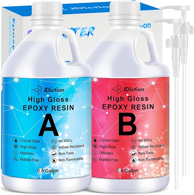 JDiction Epoxy Resin Clear High Gloss Epoxy Resin, Maximum 1.5 Inch Deep Pour 1 by JDiction