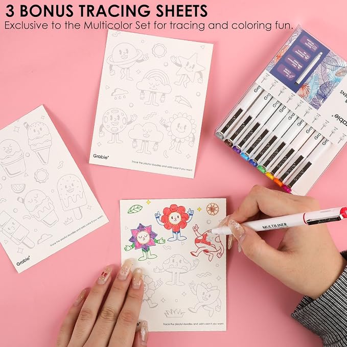 Grabie Micro Fineliner Pens, 10 Multicolor Fine Line Waterproof Drawing Pens - Image 5