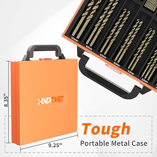 ENERTWIST Cobalt Drill Bit Set, 99Pcs HSS Twist Jobber Drill Bits,135° M35 Metric Drill Bits for Hardened Metal, Stainless Steel, Cast Iron, Wood and Plastics with Metal Index Storage Case(1.5mm-10mm)