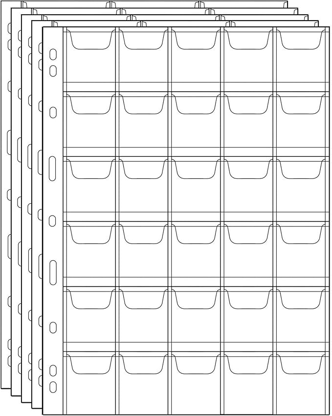 Coin Collecting Pages 5 Sheets 30 Pockets Standard 9Hole Coin Pocket Inserts by UnclePaul