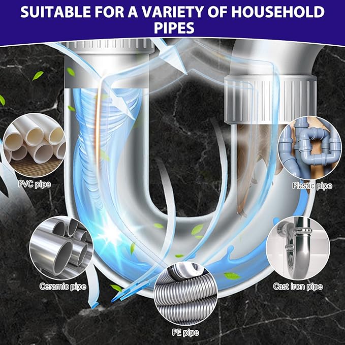 Pipeline Dredging Agent, Drain Clog Remover Agent, Powerful Quick Cleaning Drain Toilet Cleaner Tool, for Kitchen, Sink, and Toilet Pipelines