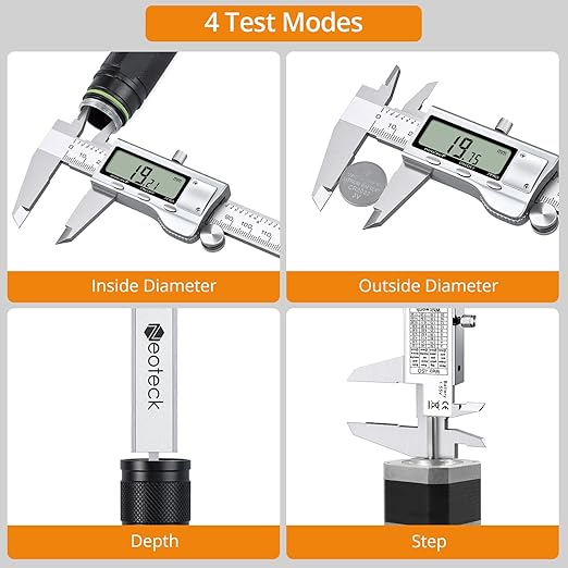 Neoteck 6 inch/150mm Digital Caliper Vernier Caliper Stainless Steel LCD Display Digital Caliper Measuring Tool with Fraction/Inch/MM Conversion Used for Inside,Outside Diameter,Depth,Step Measurement