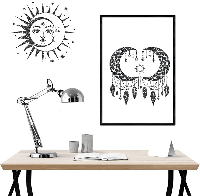 9 Pieces Large Mandala Sun and Moon Stencil Butterfly Flower Tree Paint Stencils - Image 4