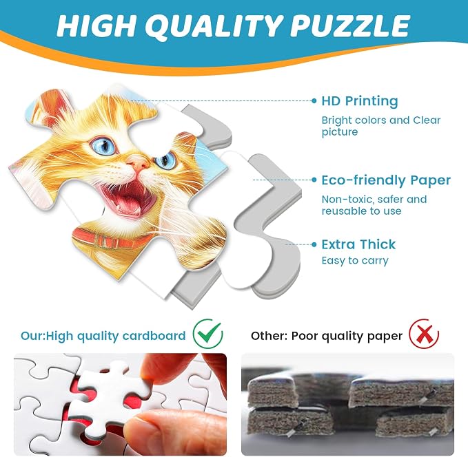 500 Piece Puzzles for Adults, Laughing Cats Large Piece Jigsaw Puzzle for - Image 3