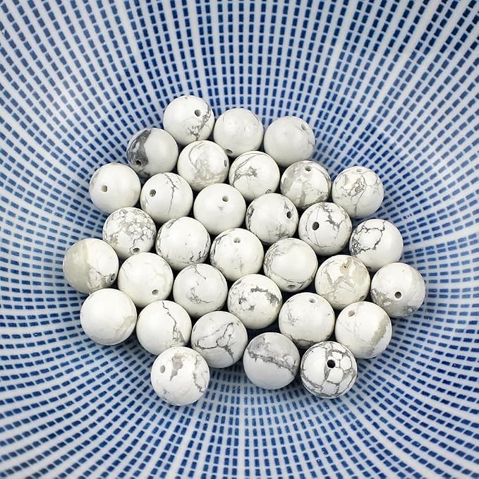 MJDCB AAAA Natural Stone Beads White Howlite Turquoise Round Loose Beads - Image 7