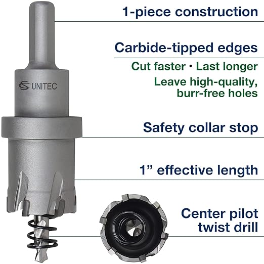 CS Unitec 1-1-1114 3-9/16" x 1" TCT Tungsten Carbide-Tipped Hole Saw for Hand-Held Drills