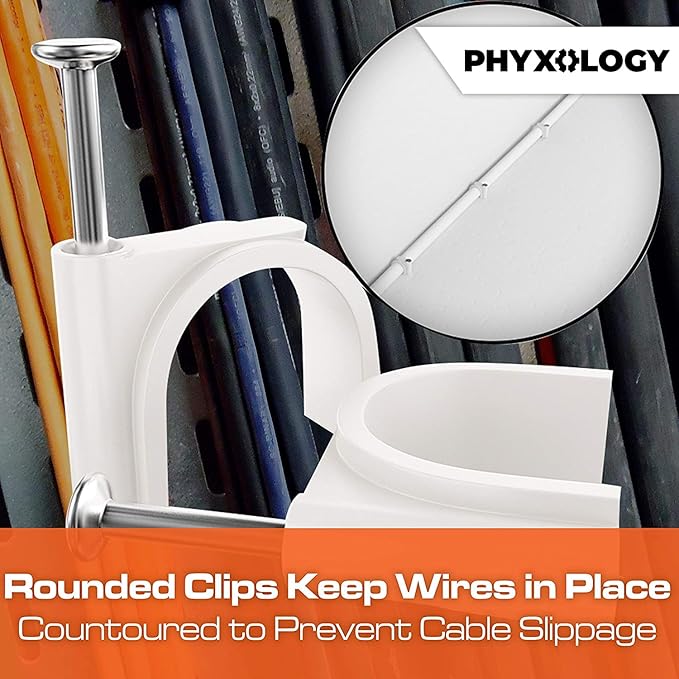 Pro-Grade, Cable Clips with Steel Nails 4mm - 14mm Wire Holders and Tacks in 9 sizes, 100 Per Size. Durable, UV Resistant Plastic Clips Help Organize Coax, Ethernet, Cat5, Cat6 and Other Cords.