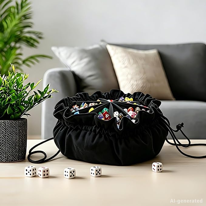 SIQUK Large Dice Bag with Pockets Drawstring Dice Bag DND Big Capacity Storage - Image 6
