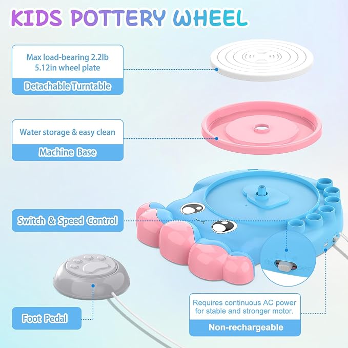 Aujazyble Pottery Wheel for Kids, Complete Pottery DIY Art & Craft Kit Toy - Image 3