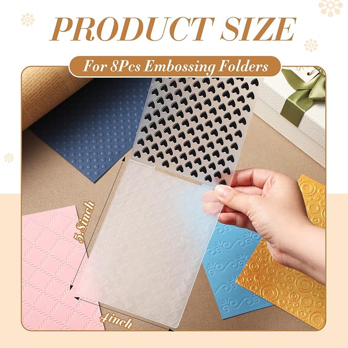 Geiserailie 8 Pcs Embossing Folders 2d/3D Embossing Machine Template Paper Card - Image 2