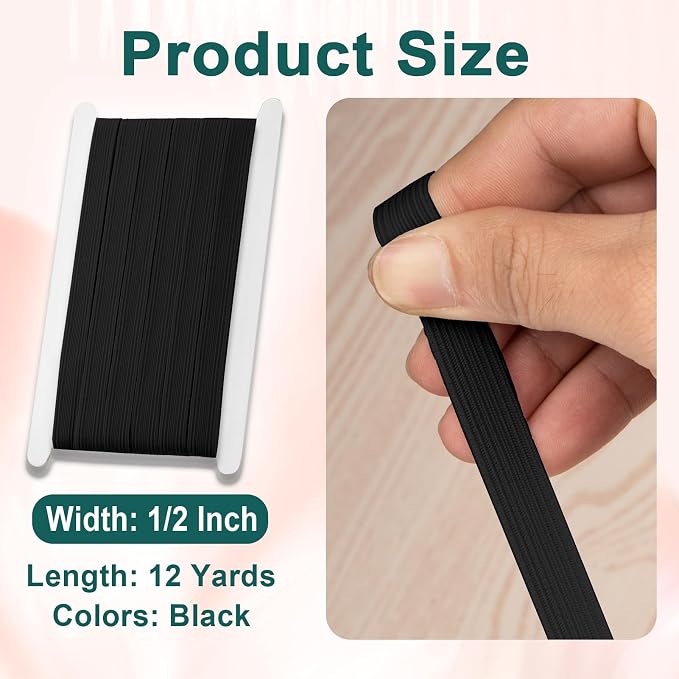 Airisoer 1/2 Inch Elastic Band for Sewing, 12 Yard High Elasticity Sewing - Image 2