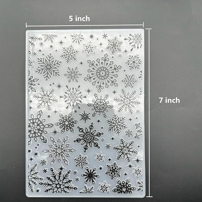 3D Plastic Embossing Folder Template Christmas Diverse Snowflakes Texture 5x7 - Image 3