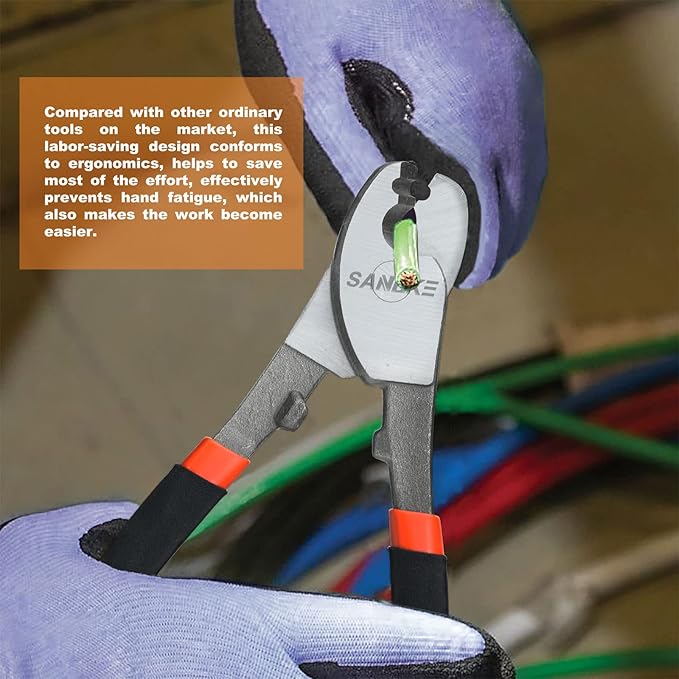 Sanuke Cable Cutters, 6-Inch High Leverage Cable Cutter Heavy Duty-Multifunctional Compact Sharp Cutting for Aluminum, Copper, Wire, Communications Cable