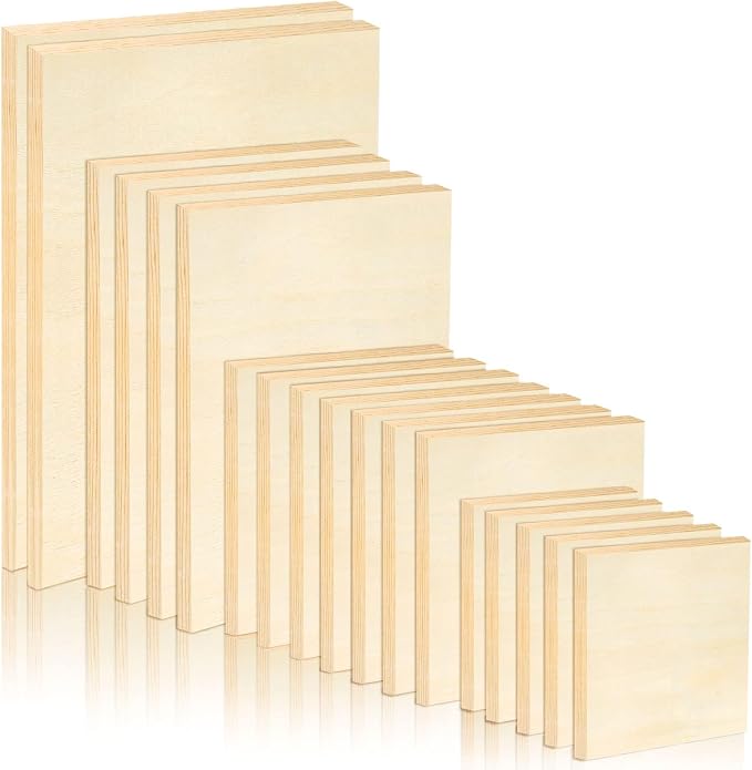 18 Pack Unfinished Wood Canvas Panels Kit Wooden Panel Boards Wood Paint by Uoeo