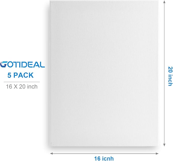 GOTIDEAL Canvases for Painting, 16x20 inch of 5 Pack, Professional Primed White - Image 3