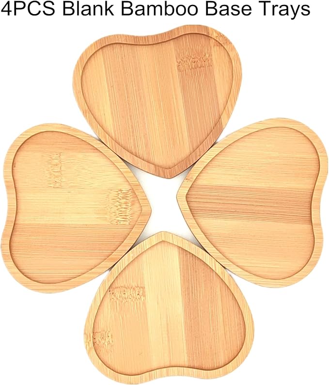 4PCS Mosaic Bamboo Coasters for Crafts, Blank Base Trays, Drinking Cup Coaster - Image 3