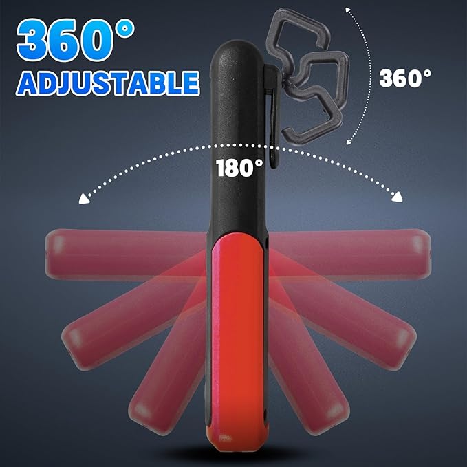 2 PCS Rechargeable LED Flashlight Magnetic Light, Portable Work Light Trouble Lights Lamp for Mechanics, Compact Reliable and Super Bright Flash Light for Tool Gifts for Men(Red)