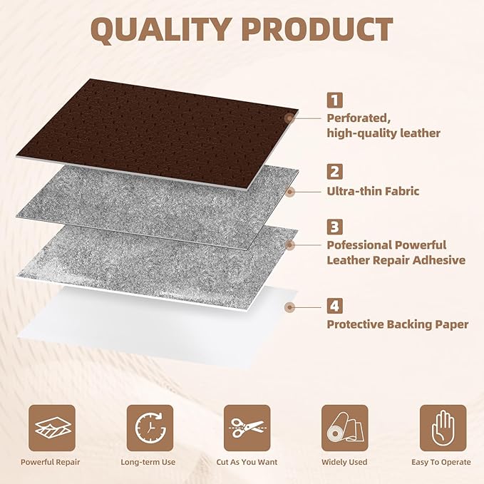 Leather Repair Patch, 35X79 inch Strong Sticky Repair Patch Self Adhesive Waterproof, DIY Large Leather Patches for Couches, Furniture, Sofa, Car, Chair (Coffee, 35X79 inch)