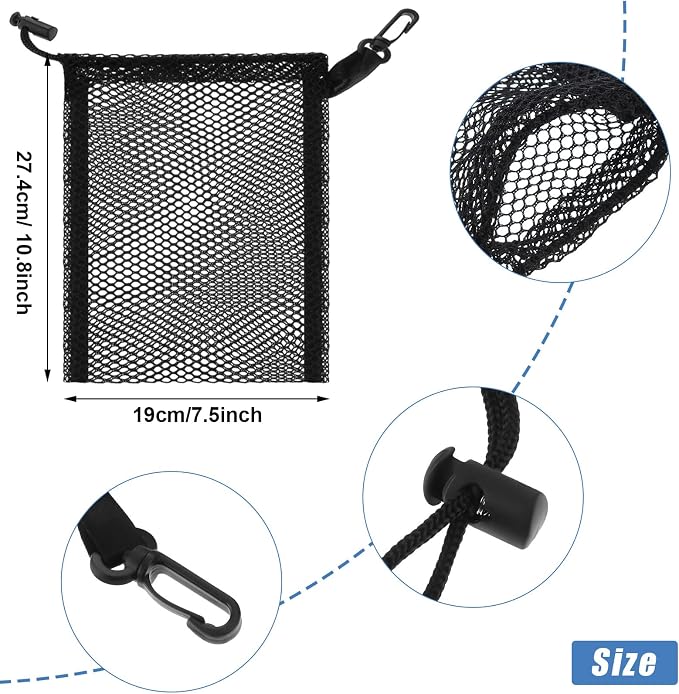 8 Pieces Black Mesh Drawstring Bags - Image 6