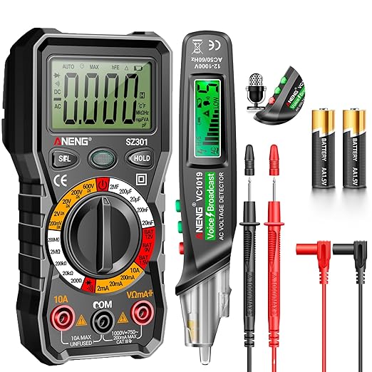ANENG Multimeter Tester,Non Contact Voltage Tester,Amp Ohm Volt Meter,Voice Broadcast Voltage Tester Pen,Measures Current, AC/DC Voltage,Capacitance, Resistance, Continuity Diodes Electrical Tools