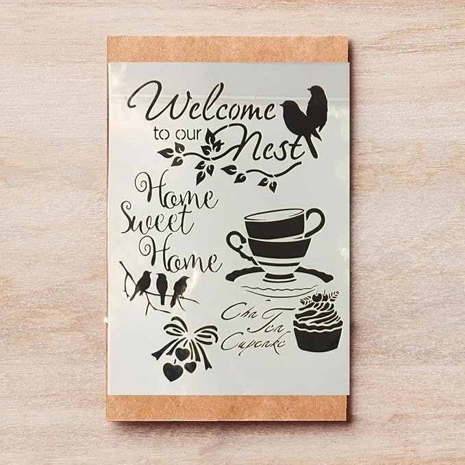 TIAMECH A4 Reusable Birds Coffee Stencil - Image 7