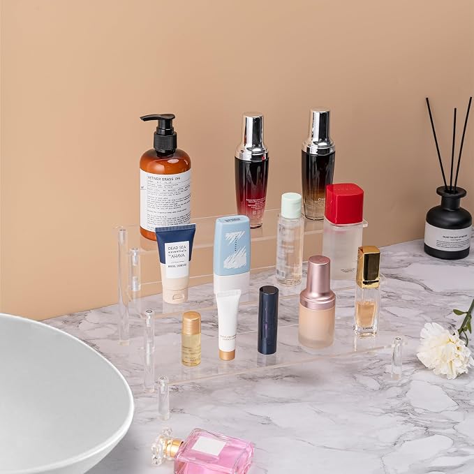 Acrylic Display Stand Risers, 3 Tier Perfume Stand Organizer, Large Shelf Risers - Image 5