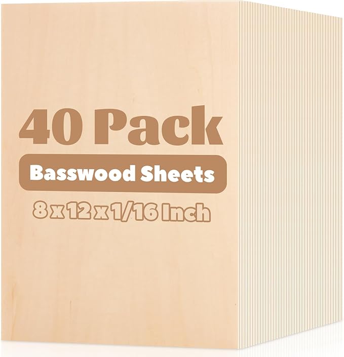MIVIDE 40 Pack Basswood Sheets, 2mm Basswood by MIVIDE
