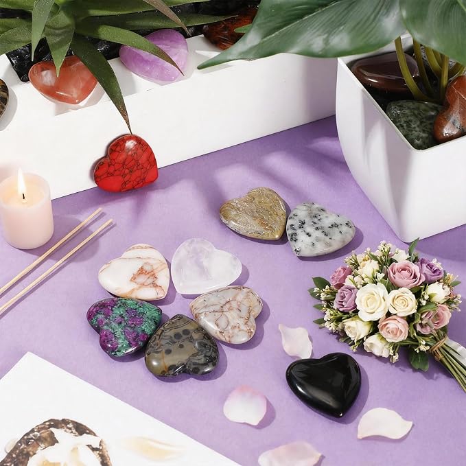Nuenen 72 Pcs Natural Heart Shaped Healing Crystal Stone Bulk 1.2 Inch Polished - Image 7