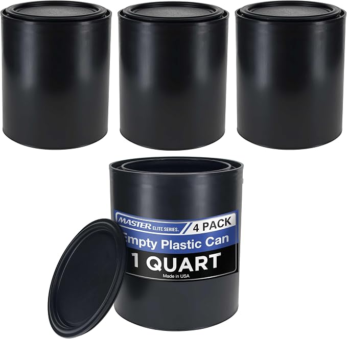 Master Elite 1 Quart Empty Plastic Paint Can Bucket, 32 fl. oz. All-Plastic by MasterAirbrush