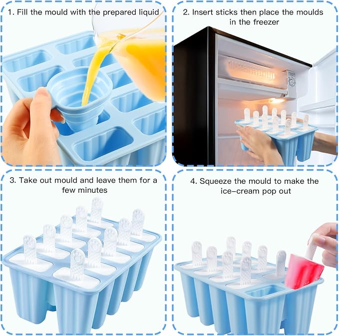 Popsicle Molds, 10 Pieces Silicone Popsicle Molds - Image 6