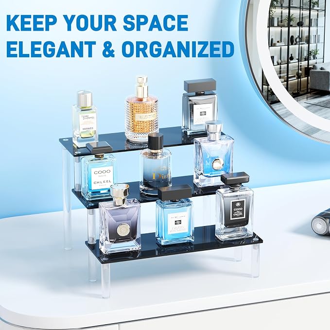 2 Packs Acrylic Display Stand Riser, 3 Tier Perfume Organizer Cupcake Stand | - Image 3
