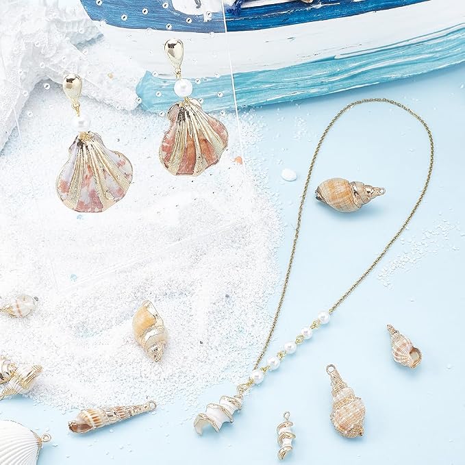 SUNNYCLUE 1 Box 20Pcs 10 Styles Sea Shell Charms Bulk Seashell Charms Natural - Image 4