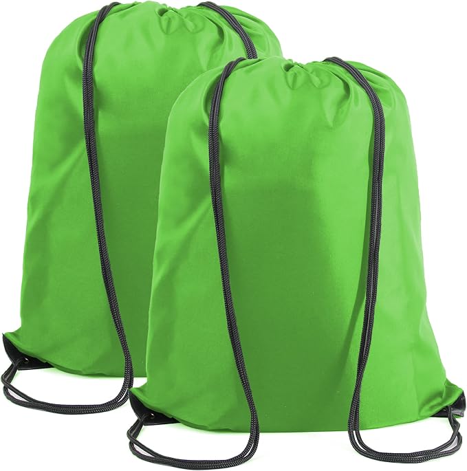 BeeGreen Green Drawstring Backpack Bags Bulk 2 Pack X-Large 22.4" L x 17.5" W by BeeGreen