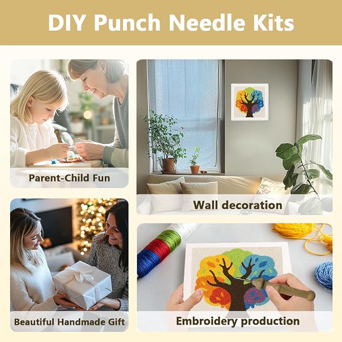 Doodlream Colorful Tree DIY Punch Needle Embroidery Kit - Image 4