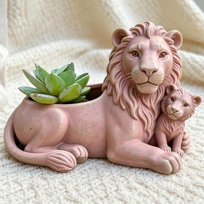 Lion and Cub Flower Pot Silicone Resin Molds, Animal DIY Making Decor Art Crafts - Image 6