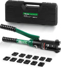 16 Ton Hydraulic Wire Crimper Battery Cable Lug Terminal Crimping Tool WIth Standard US cable Dies,Crimps 6 AWG to 600 MCM, Cable Crimping Tool with 13 Pairs of Standard US cable Dies