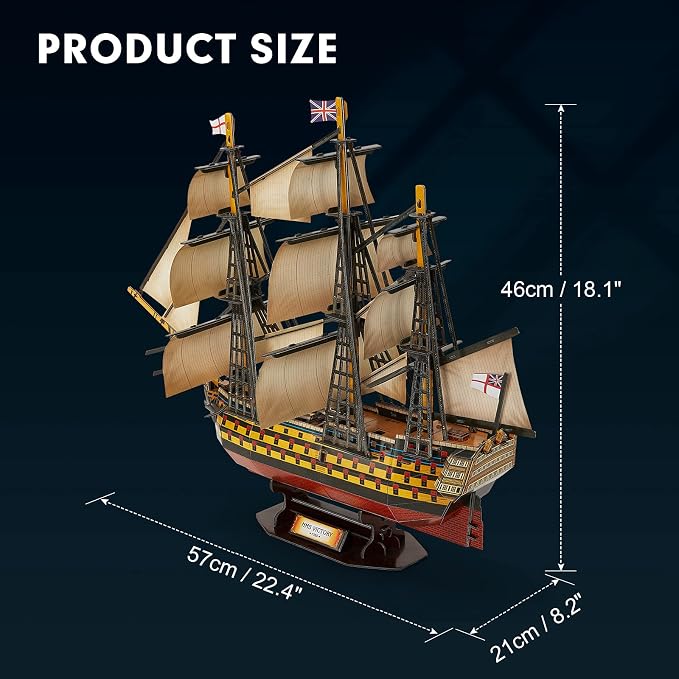 CubicFun 3D Puzzles Large HMS Victory Vessel Ship Sailboat Model Kits - Image 6