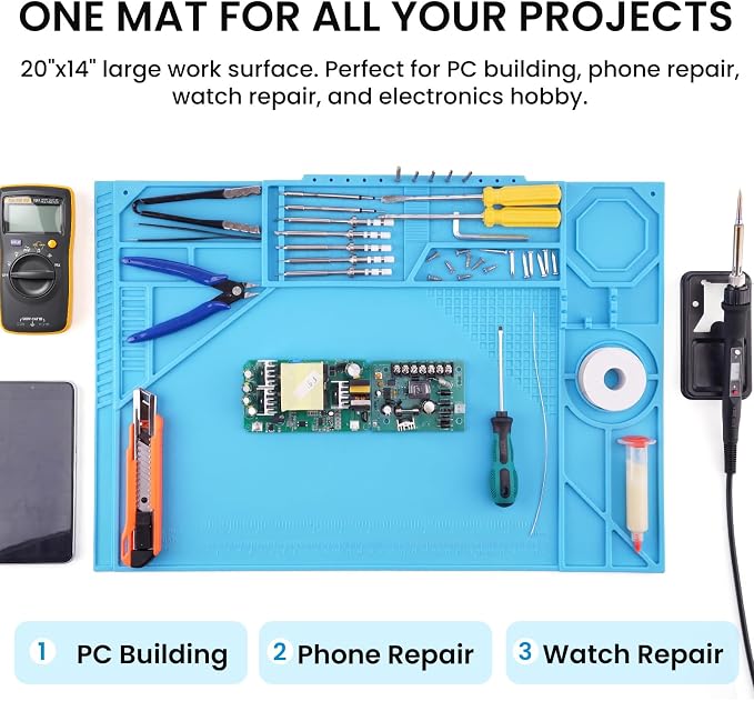 Silicone Soldering Mat with Soldering Stand, Heat Resistant 932°F, Large 20x14 - Image 4