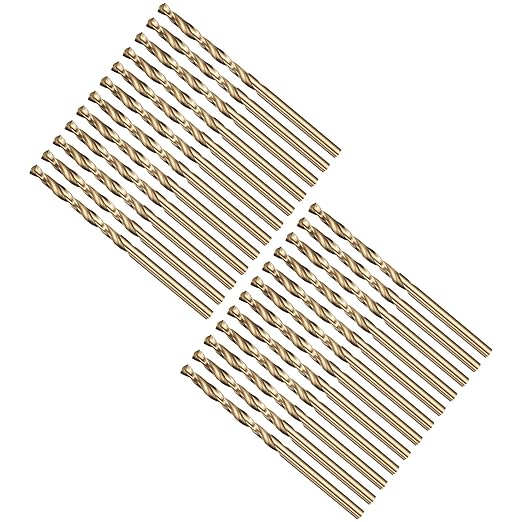 Drill Bit, 1/8" Cutting Diameter (3.175mm), 4241 HSS Black and Gold 118° Cutting Angle Versatile Jobber Bits - (Applications: for Drilling Plastic Wood Soft Thin Metal), 24-Pieces