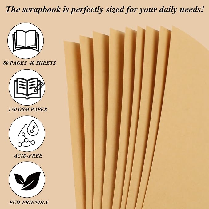 Joyberg Scrapbook 80 Pages, Scrapbooking Supplies 8 x 8 In, junk journal Album - Image 5